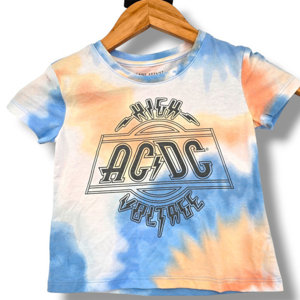 NEW‎ Lane Bryant Unisex Kids Tie Dye AC/DC High Voltage T-Shirt Size 5